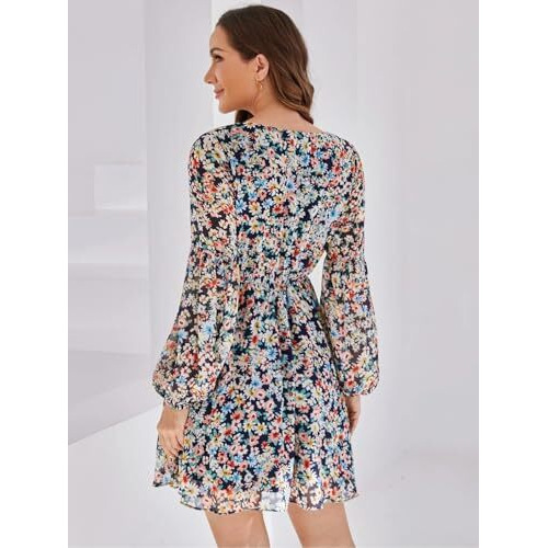 Greciilooks Womens Rayon A-Line Regular Fit Dress (Multicolor, X-Large)