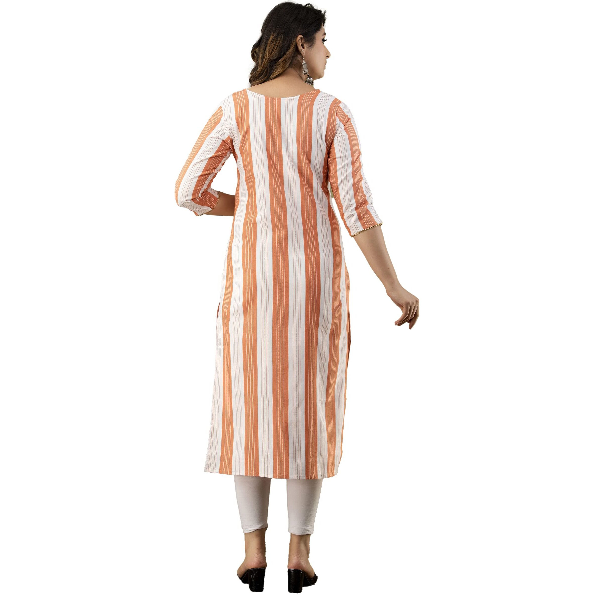 Lookmark Womens Printed Cottton Blend Kurti(K1072-M_Orange)