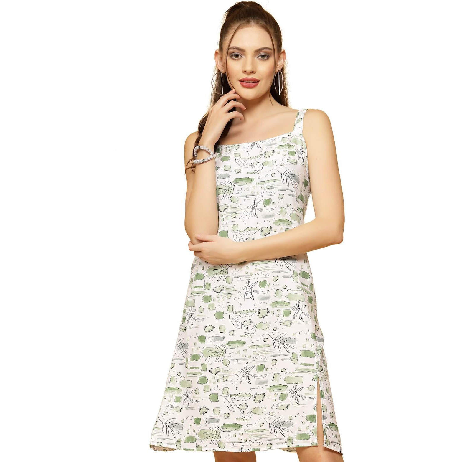 Oomph Women's Western & Fusion Wear Dresses For Women, Green - Md878