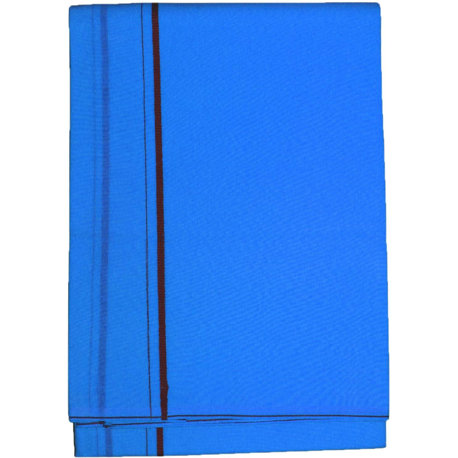 Prakasam Cotton Mens Single Colour Dhoti/Single Mundu/1.28X2.00 Meter Single Dhoti (Sky Blue)