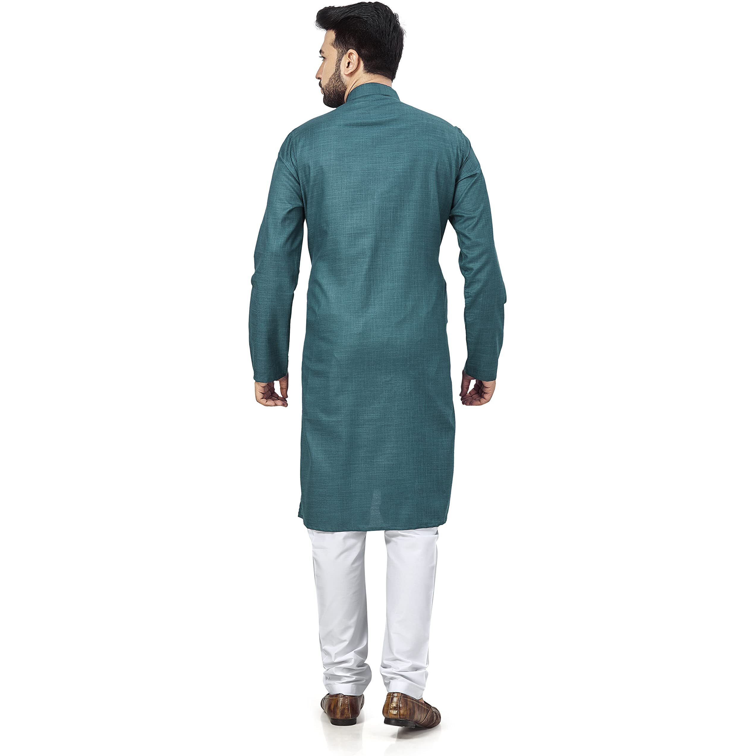 Be Active Men's Cotton Solid Regular Fit Kurta (Rfsk0001 37-1-S_Turquoise_S)