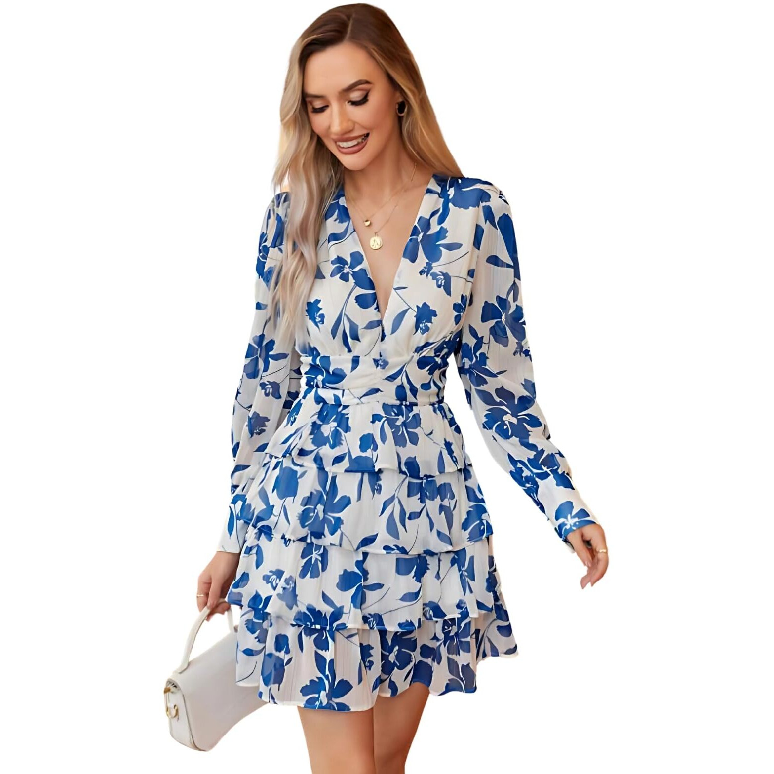 Leriya Fashion Women A-Line Georgette Western Above The Knee Party Dress (Lf-Wd1266_Blue, Small