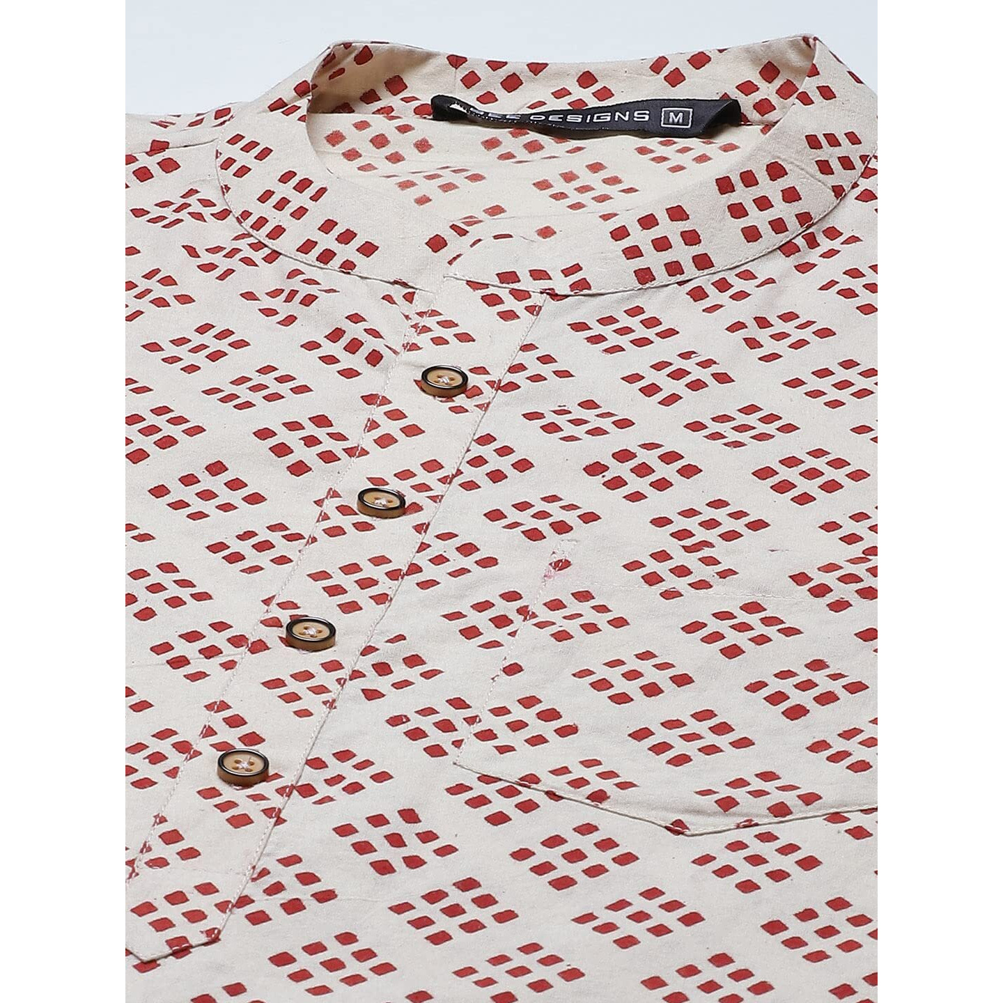 See Designs Men Beige And Maroon Hand Block Print Sustainable Straight With Kurta Pyjama - Sdkt96401L (L)