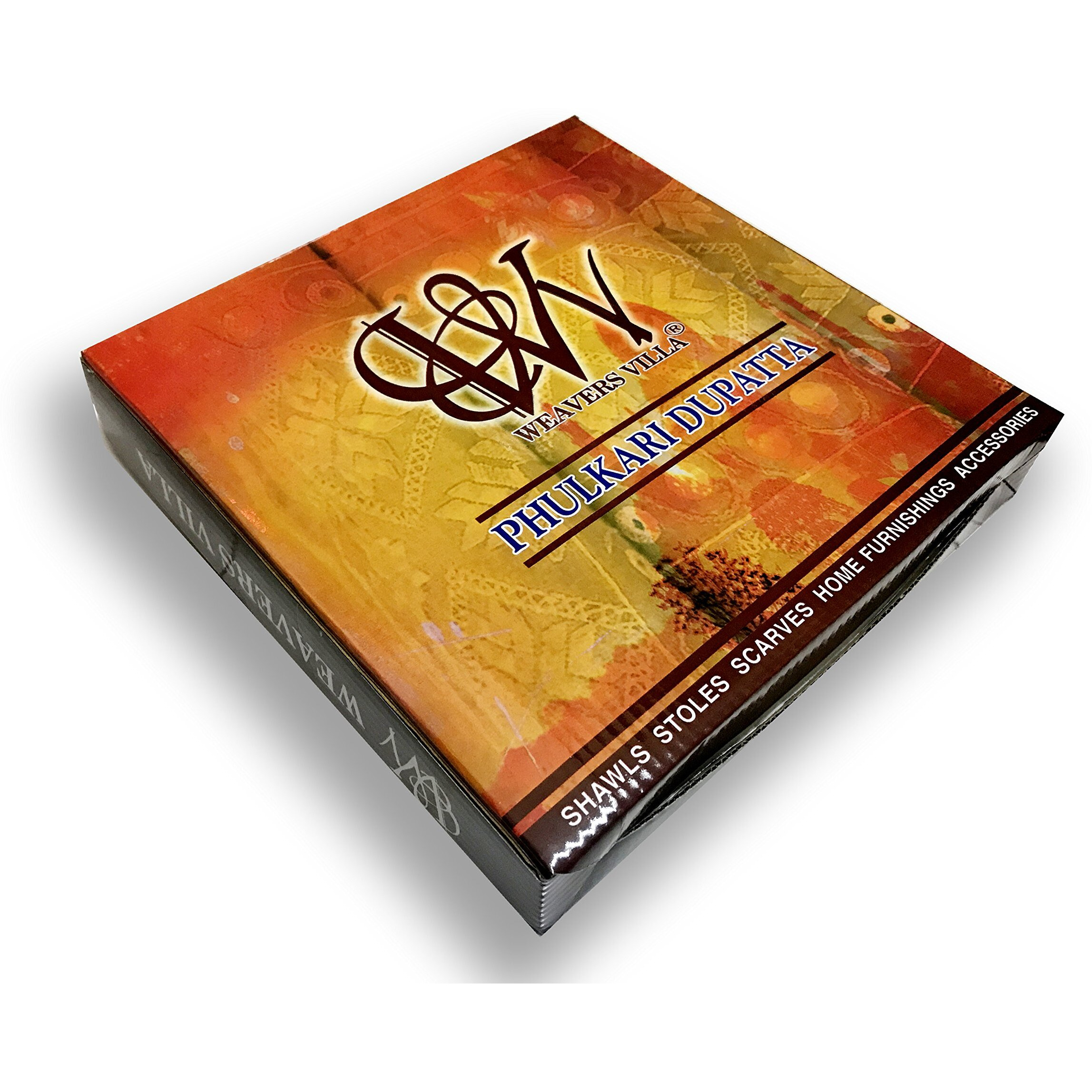 Weavers Villa Punjabi Hand Embroidery Phulkari Buty Work Dupatta (Yellow), 2.25 Mtrs