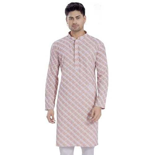 Divisive Men's Sequince Embroidered Cotton Blend Only Slim Fit Kurta (Dkrt1171_Xl_Pink)