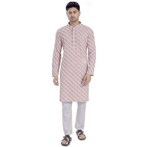 Divisive Men's Sequince Embroidered Cotton Blend Only Slim Fit Kurta (Dkrt1171_Xl_Pink)