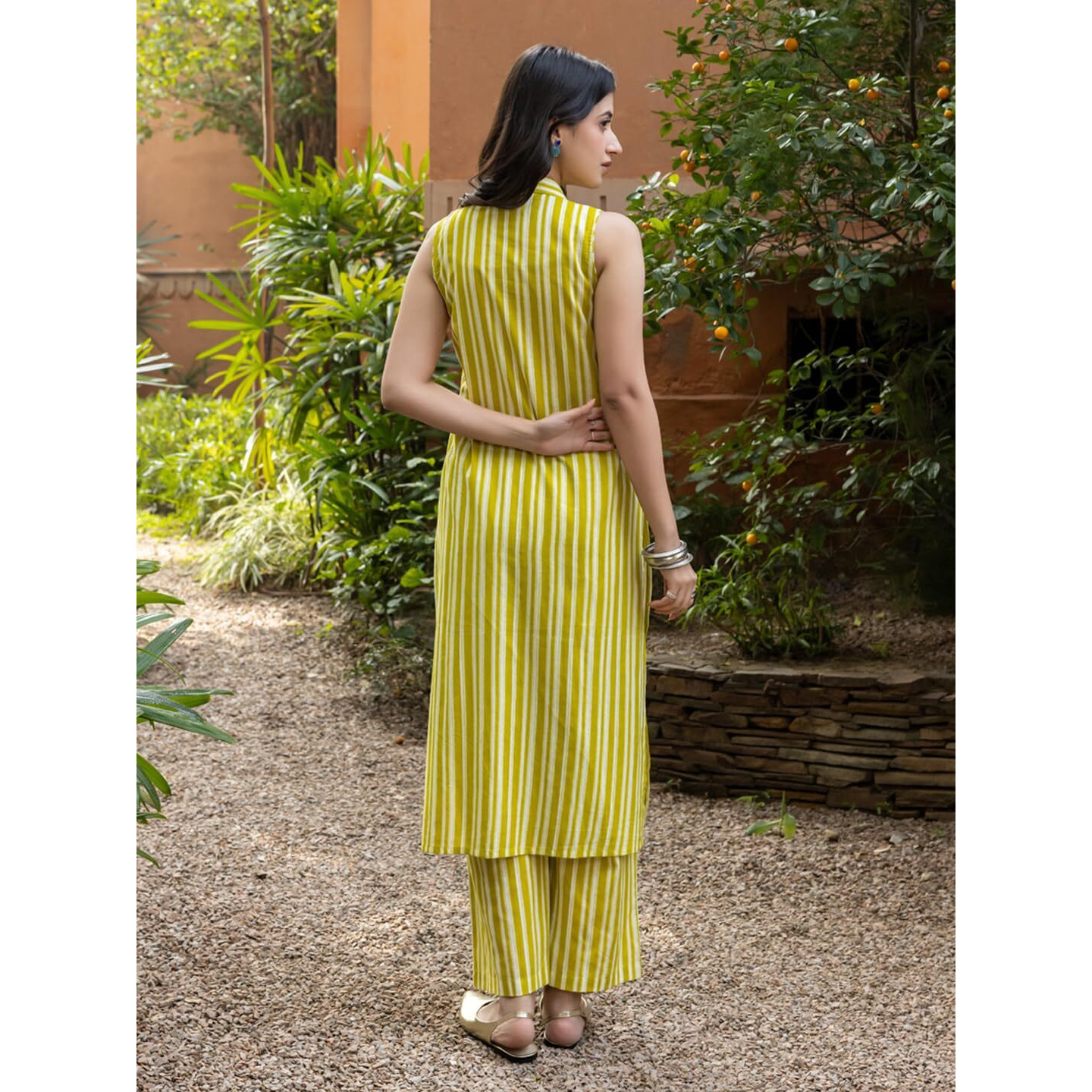 Fiorra Women's Yellow Cotton Straight-Cut Kurta Set Set0180