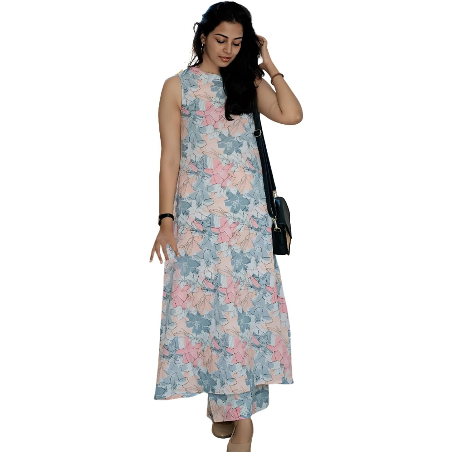 Leriya Fashion Sleeveless Ethnic Kurta Set For Women With Floral Print And Matching Pants  Elegant Summer Festive Outfit
