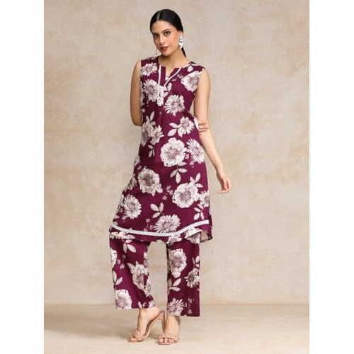 Varanga Floral Printed Sleeveless Kurta With Trouser