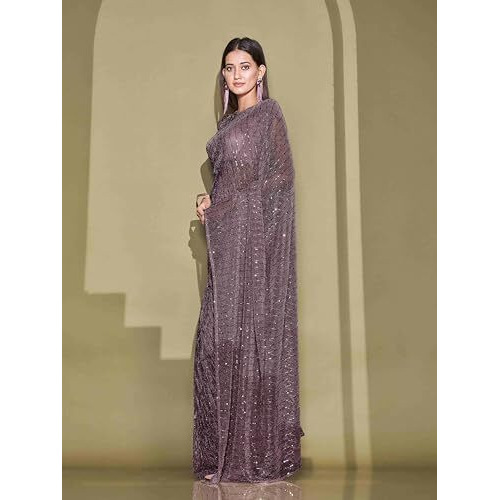 Womanista Women's Women Ready To Wear Saree Ll Women Lycra Saree Ll Women Pre Draped Saree Ll Women One Minute Saree Ll Un-Stitched Blouse Saree