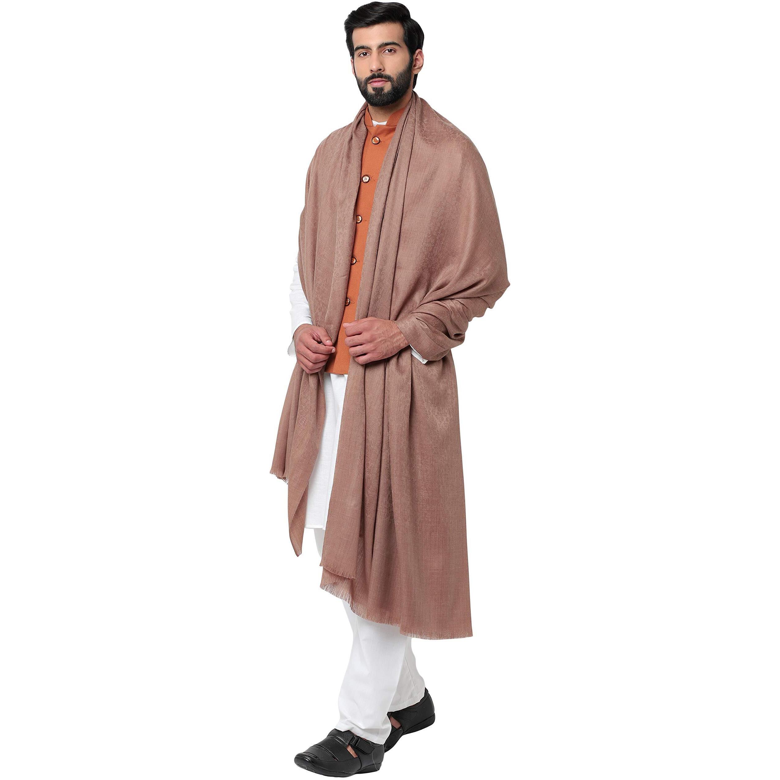 Weavers Villa Men's Plain Self Design Pure Wool Lohi/Woollen Shawl, 125Cm X 250Cm