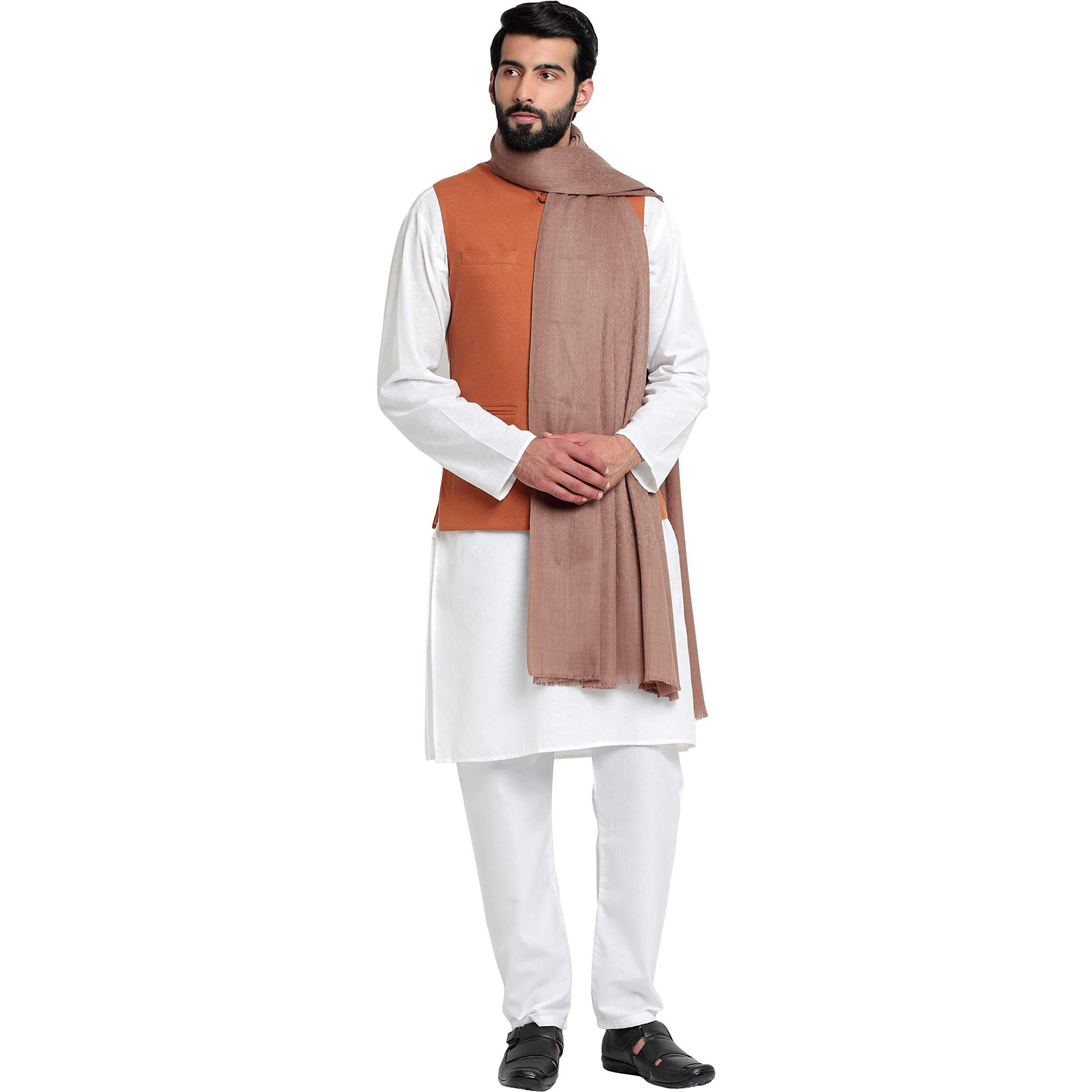 Weavers Villa Men's Plain Self Design Pure Wool Lohi/Woollen Shawl, 125Cm X 250Cm