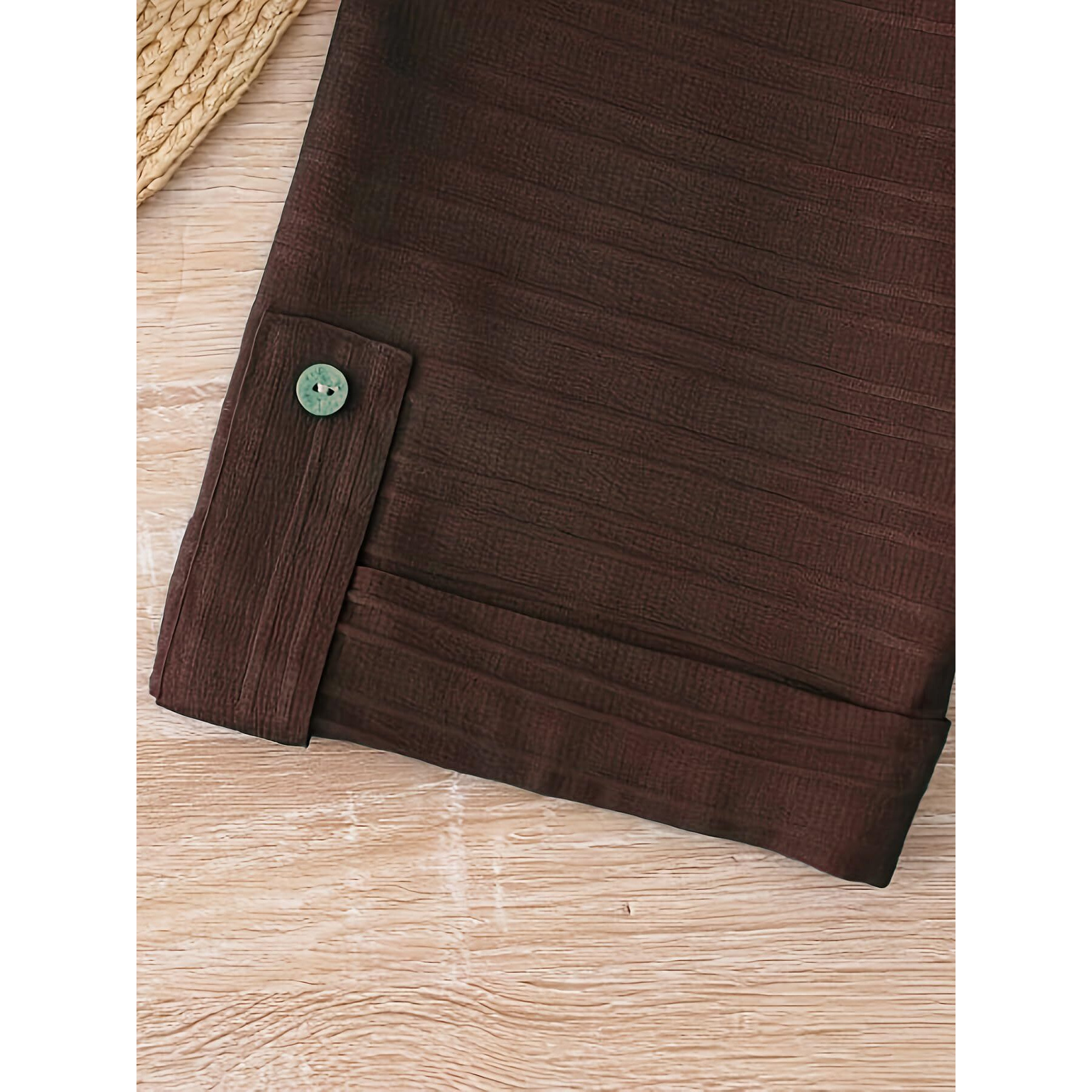 Shasmi Women's Brown Solid Color Woven Long Sleeve Shirt Dress With Button Cuff, Business Casual (Dress 160 Brown-L)