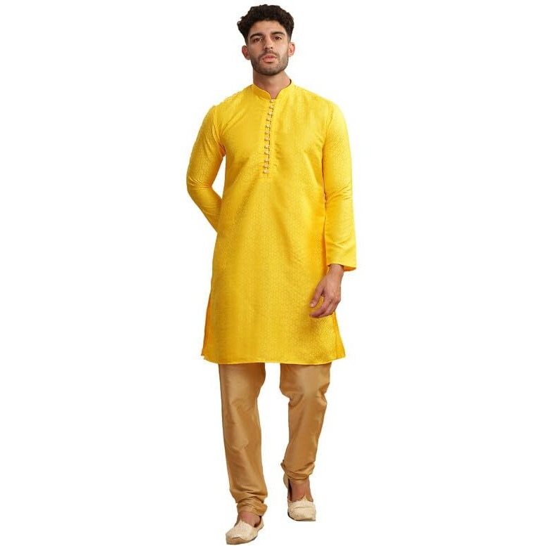 Be Active Men's Cotton Regular Kurta (My0003_Yellow
