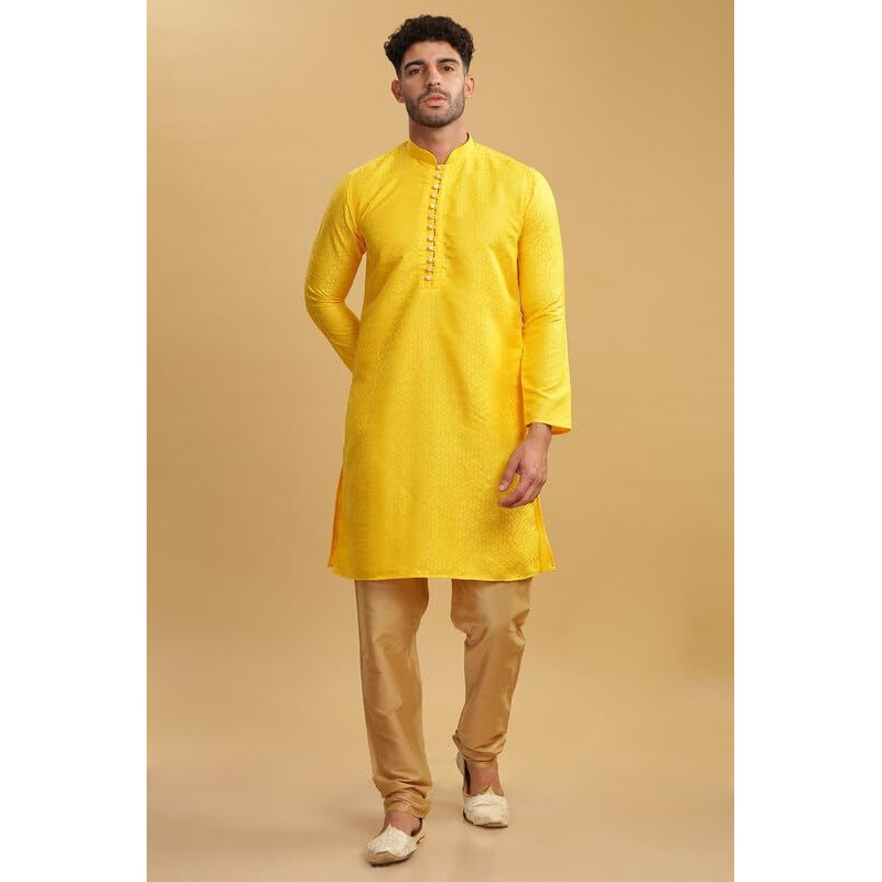Be Active Men's Cotton Regular Kurta (My0003_Yellow