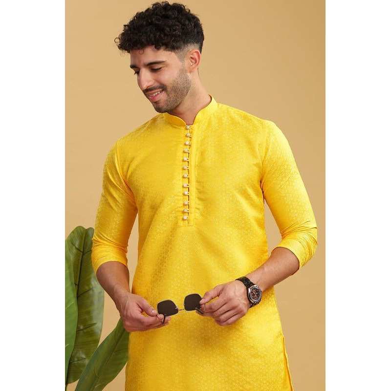 Be Active Men's Cotton Regular Kurta (My0003_Yellow