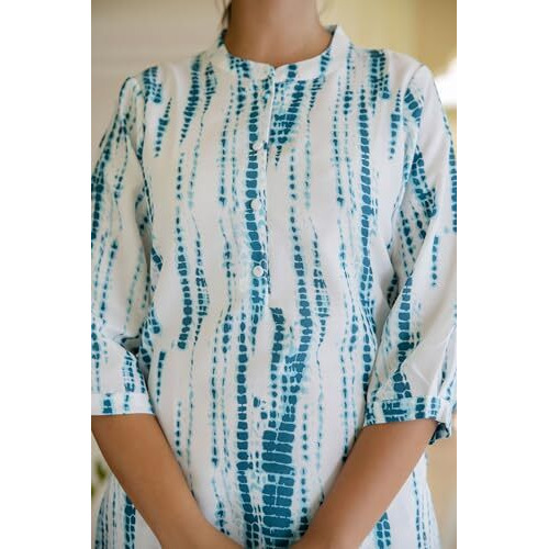 Lookmark Women's Printed Cotton Blend Straight Kurta Pant Set - Elegant Ethnic Wear Ensemble For Modern Women, Perfect For Any Occasion (Az-Lm-P3-Ks2119-M) Sky Blue