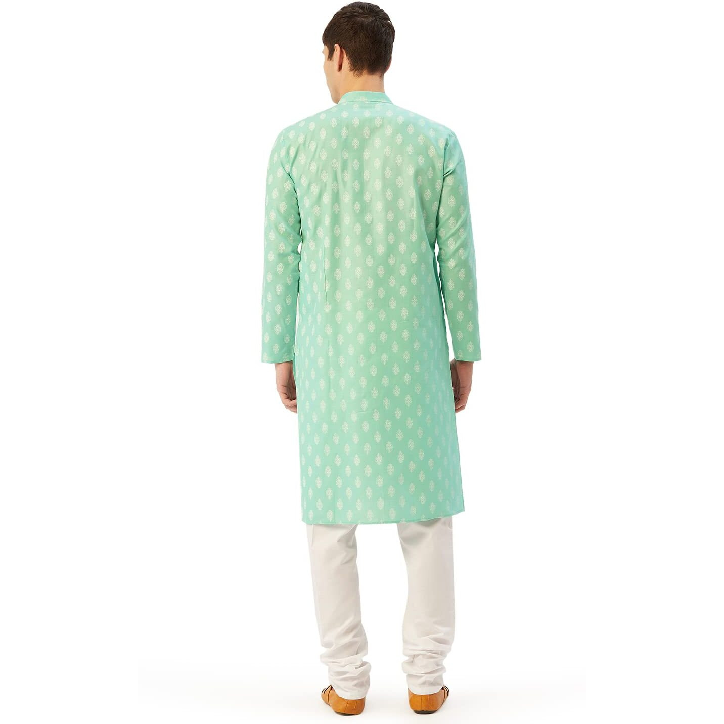 Jompers Men's Cotton Floral Printed Kurta Pyjama Set. (Green, L), Large
