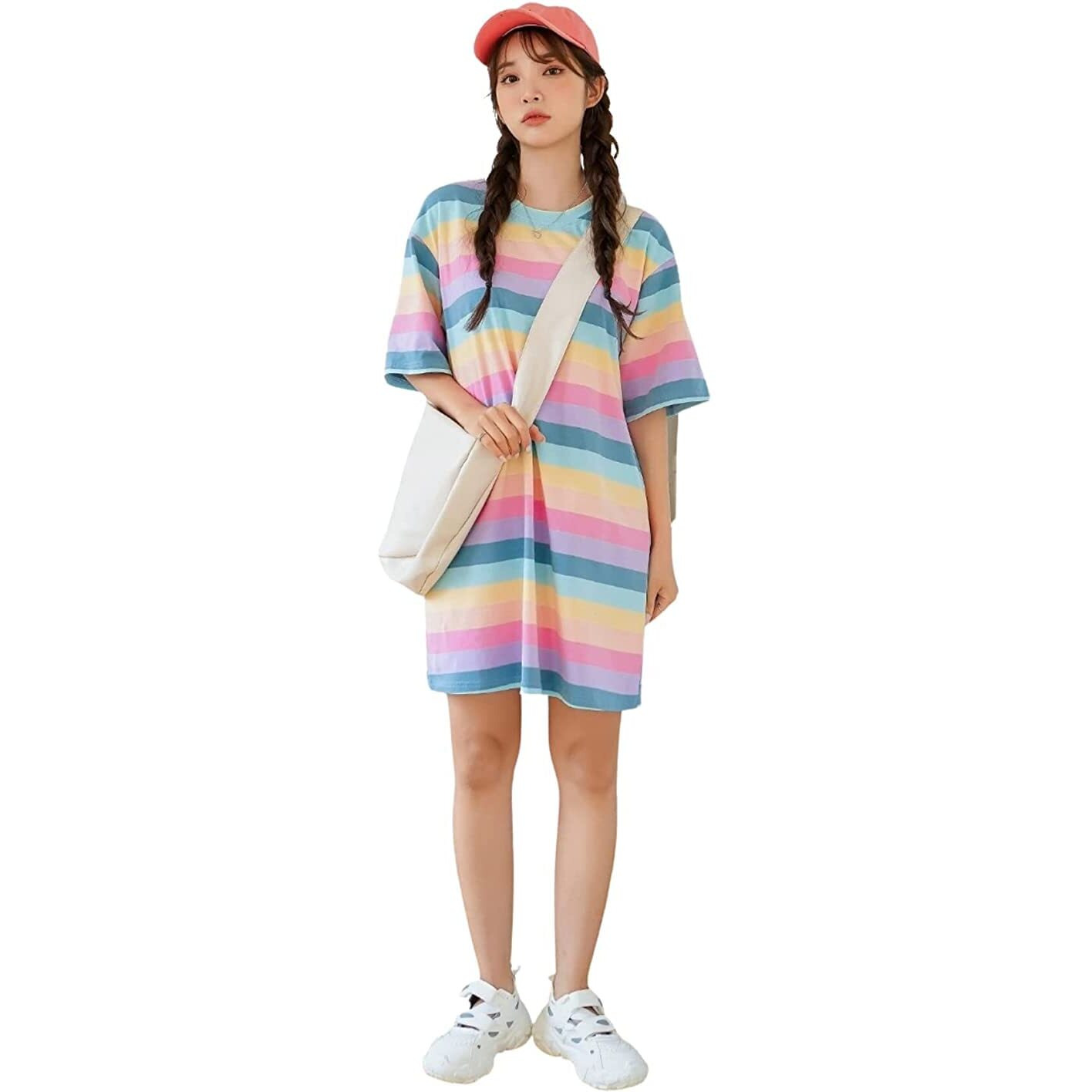 Greciilooks Womens Lycra Casual Regular Fit Dress (Multistripes, Small)