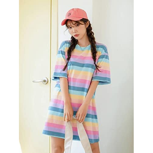 Greciilooks Womens Lycra Casual Regular Fit Dress (Multistripes, Small)