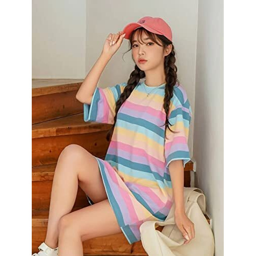 Greciilooks Womens Lycra Casual Regular Fit Dress (Multistripes, Small)