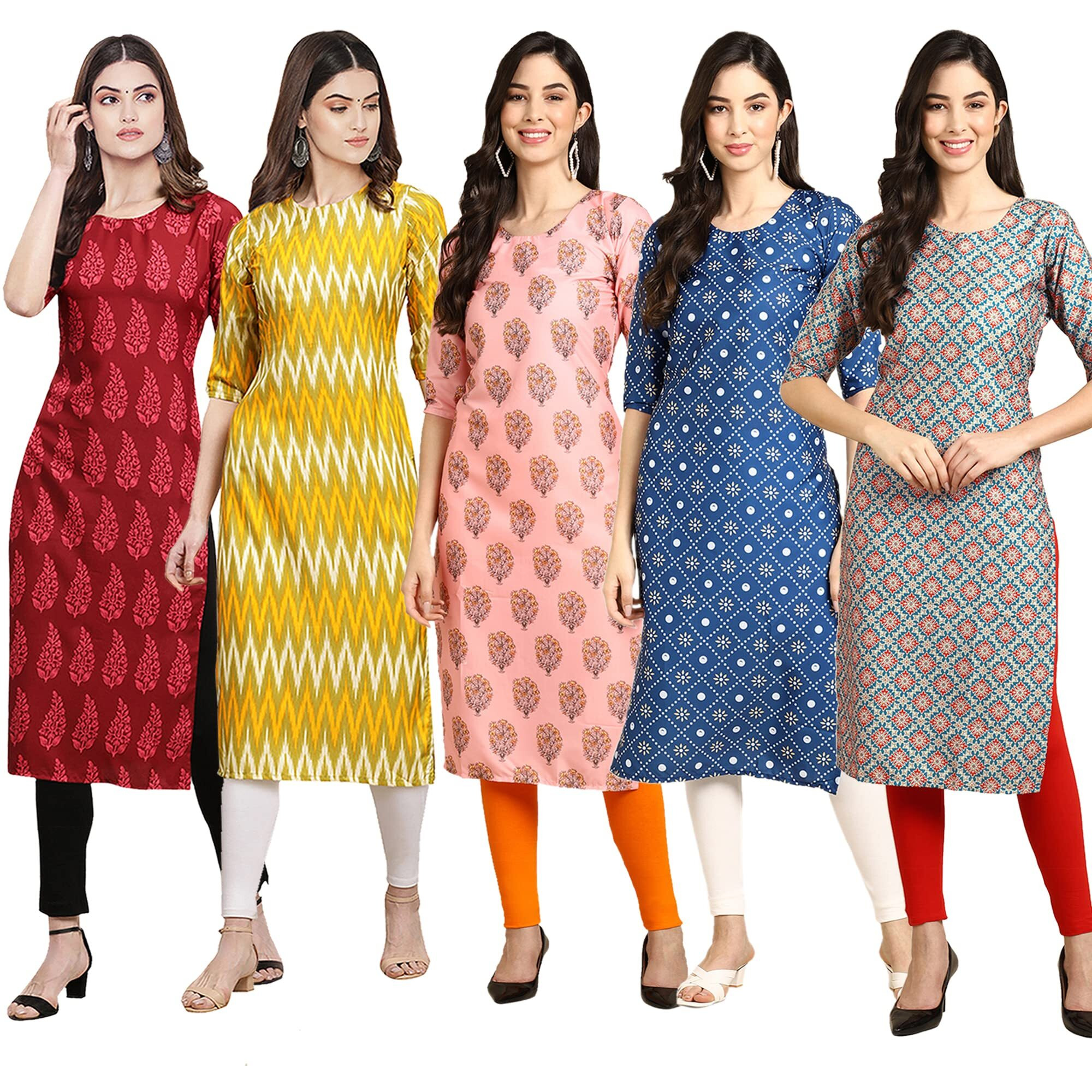 Pinkmint Women's Crepe Digital Print Straight Kurta (W-337-329-368-353-372_Xxl)