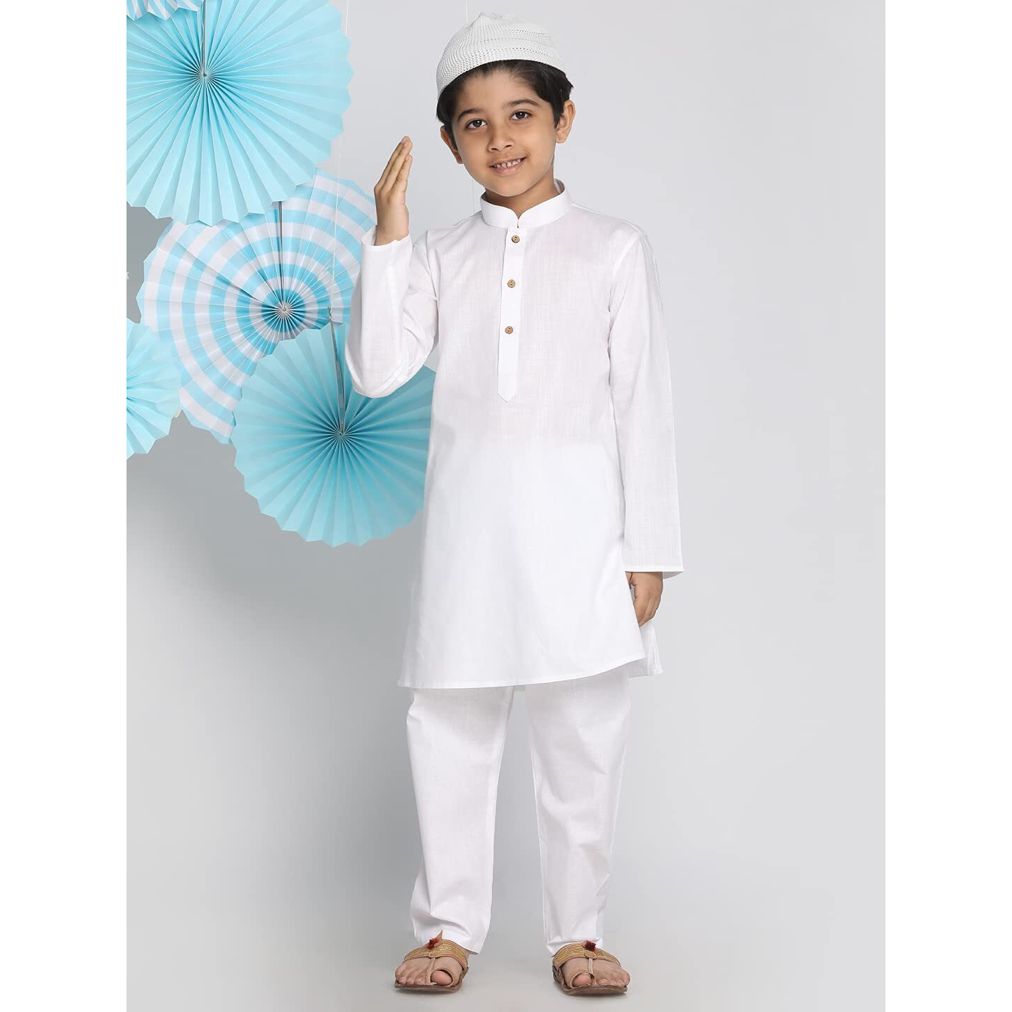 Vastramay Boys' White Kurta Pyjama Set (Vasbk007Whnpcwhnc_36)