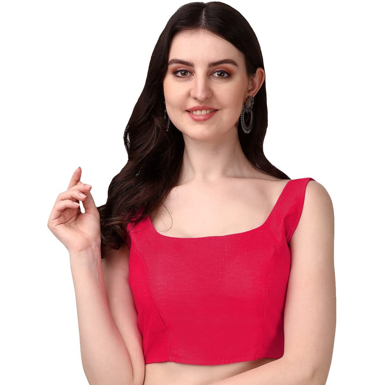 Vihu Fashion Plain Sleeveless Pattern Readymade Blouse U Neck Choli