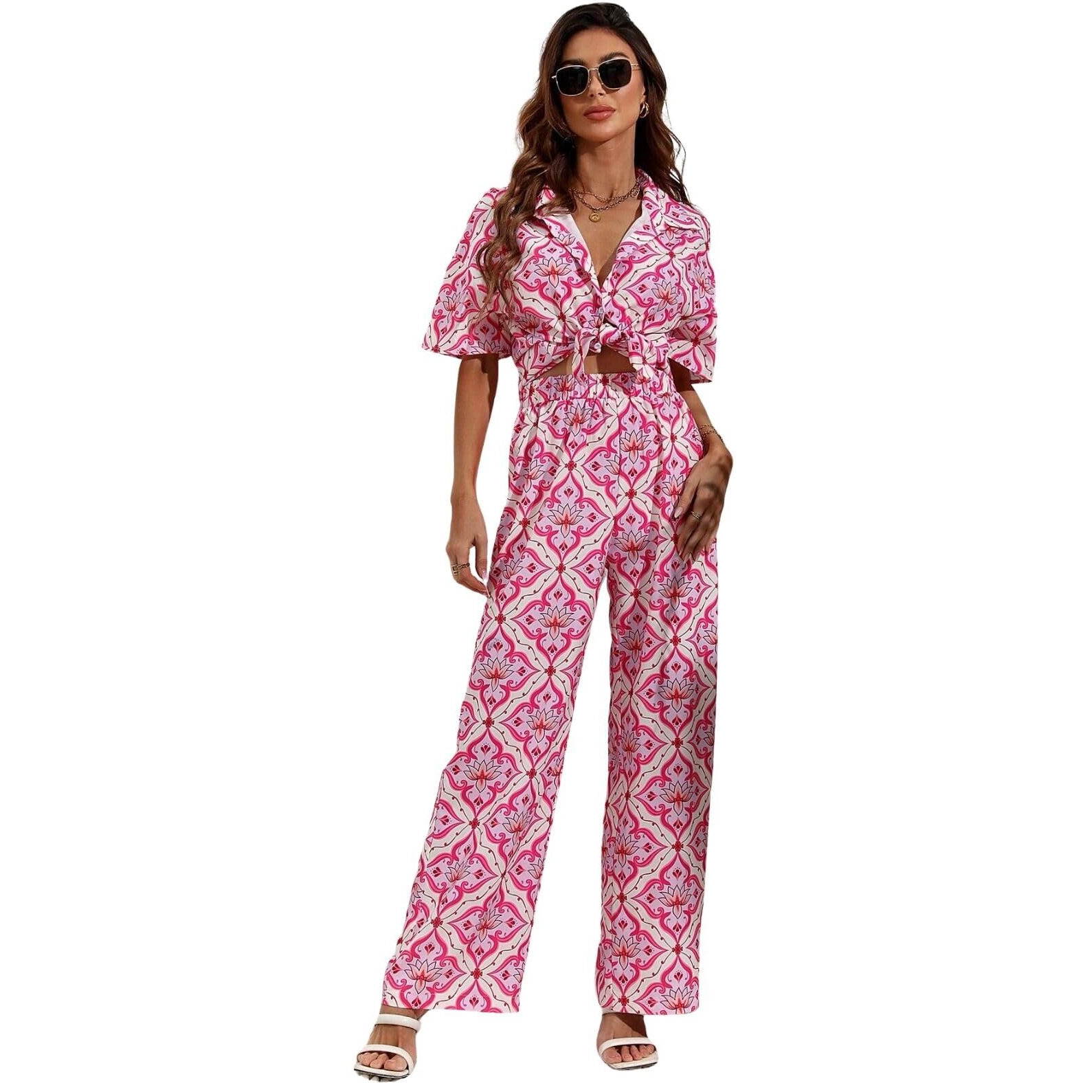 Leriya Fashion Rayon Kurta Set For Women | Ethnic Co Ord Set |Printed Kurti Pant Set For Girls |Co Ord Kurta Set For Women |Office Wear Kurta Set For Women (Small, Pink)