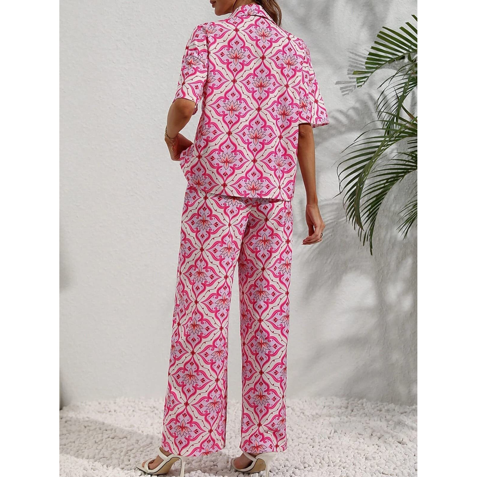 Leriya Fashion Rayon Kurta Set For Women | Ethnic Co Ord Set |Printed Kurti Pant Set For Girls |Co Ord Kurta Set For Women |Office Wear Kurta Set For Women (Small, Pink)