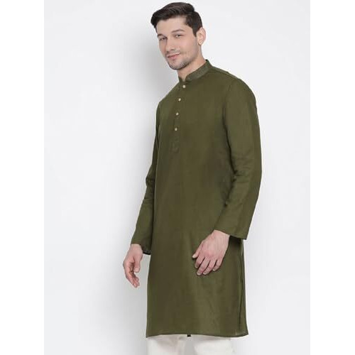 Lymio Men Kurta || Kurta For Men || Men's Cotton Blend Kurta || Long Slevee Kurta (Men-Kurta) (2Xl, Mahendi)