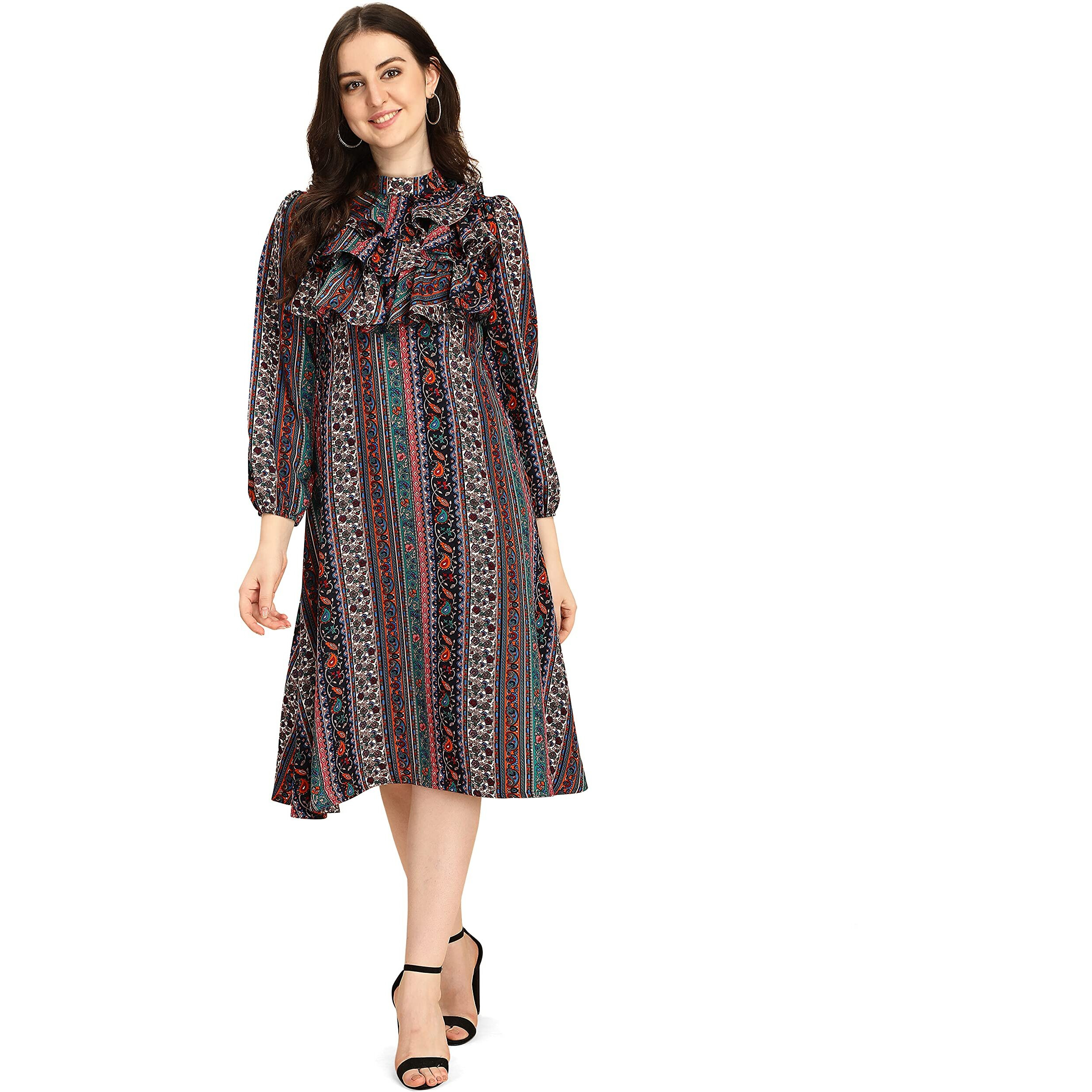 Oomph Women's Western & Fusion Wear Midi Dresses For Women, Multicolor - Md309