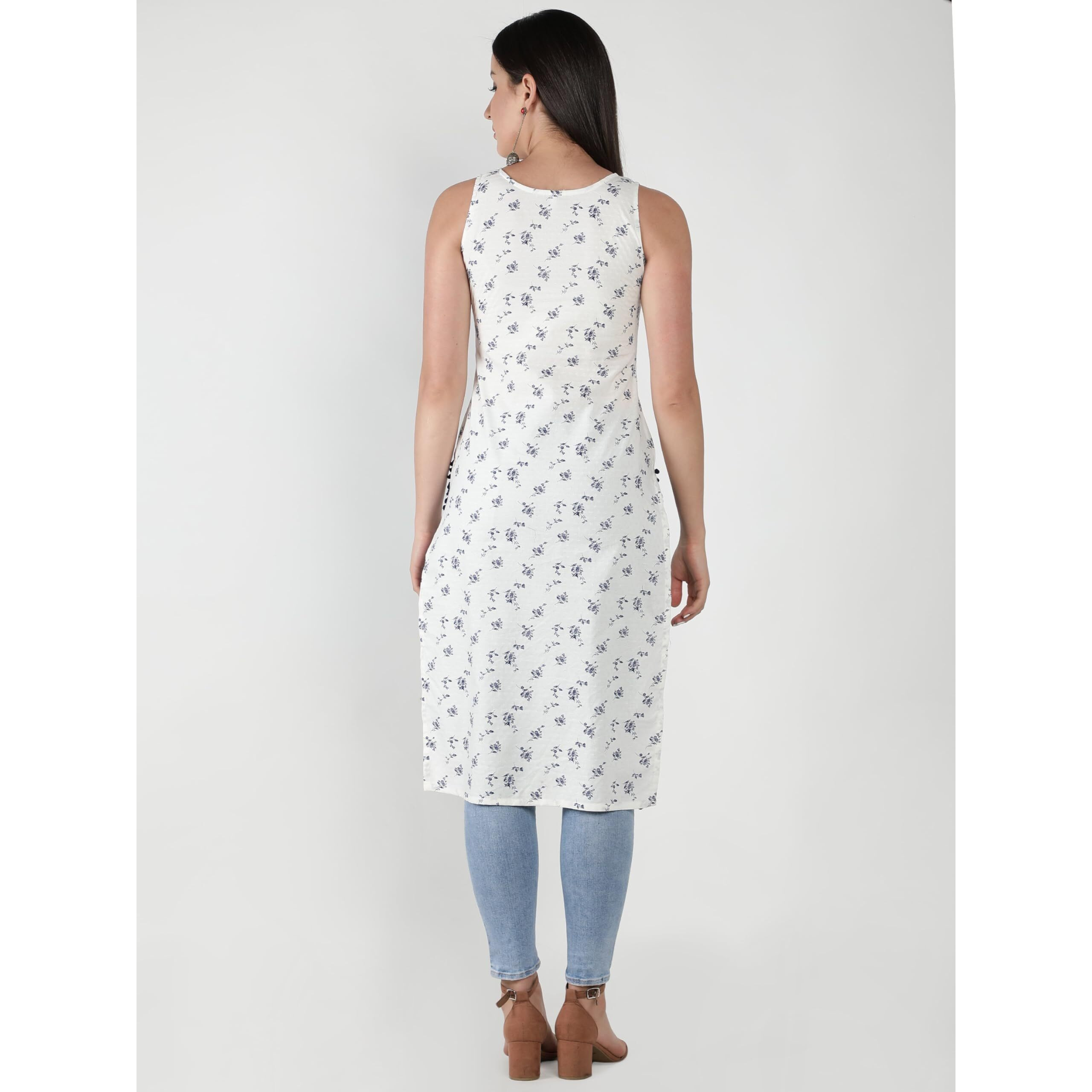 Patlani Women's Micro Crepe Full Stitched Kurti. White