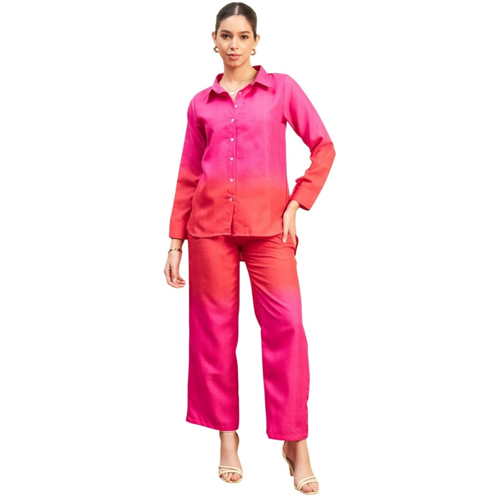 Fabnex Women's Adult Pink Long Sleeve Cotton Rayon Blend Kurta Set With Dupatta - K-105-107