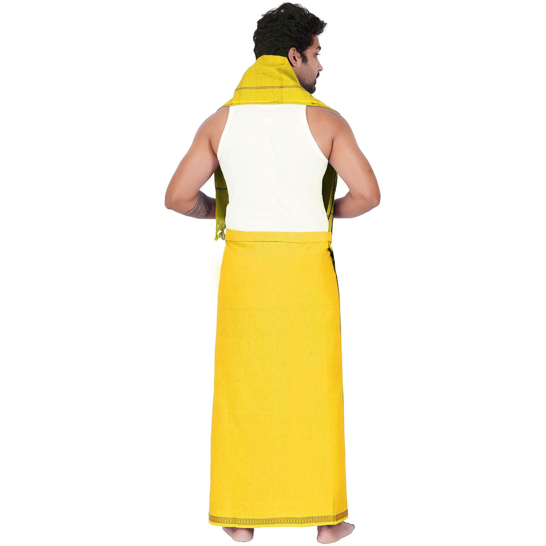 Prakasam Cotton Men's Pure Cotton Colour Dhoti (1.26X1.90Mtrs) With Matching Towel (0.74X1.50Mtrs) Set