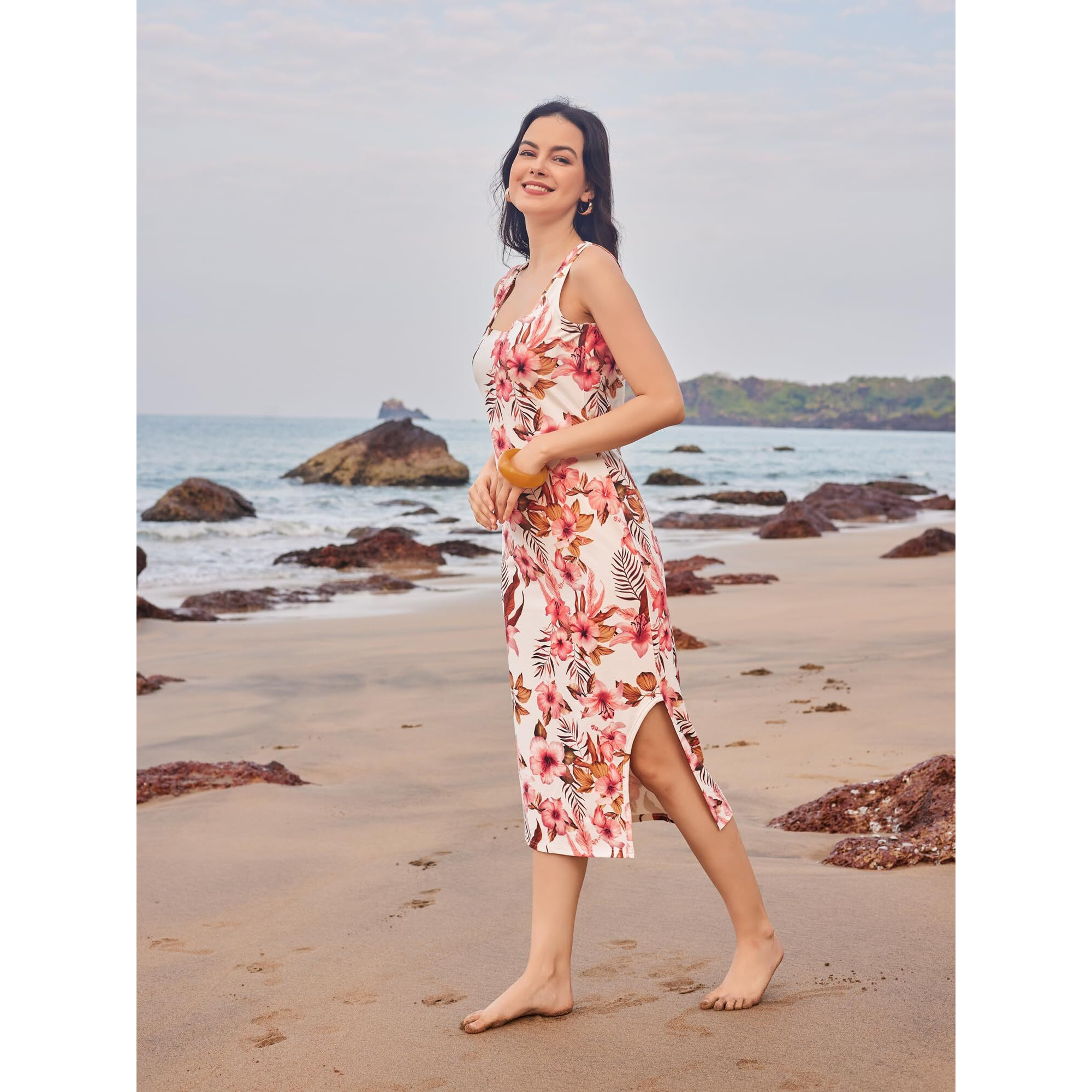 Purvaja Womens Bodycon Below Knee Length Dress (Wini-049-Jasud_White_X-Large)