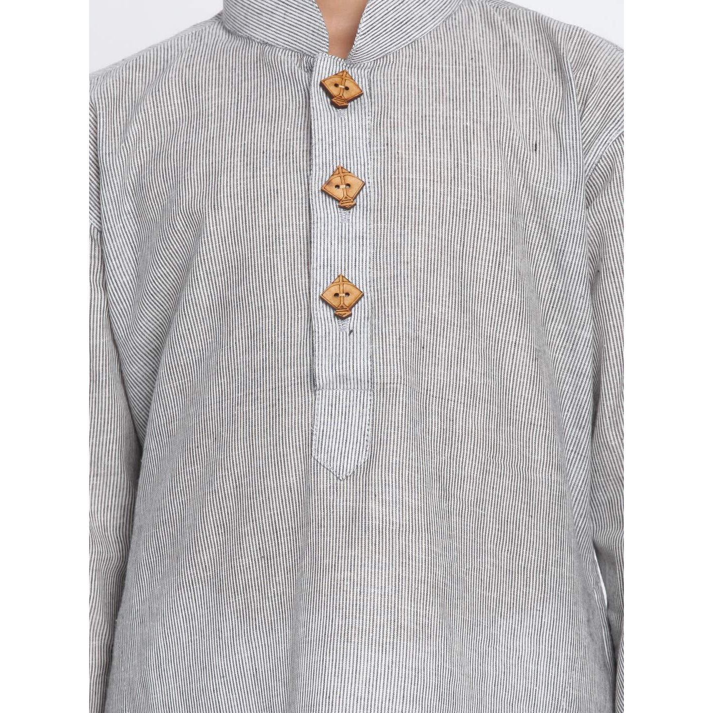 Jbn Creation Boys Pure Cotton Ash Grey And White Kurta Pyjama Set - Ethnic Elegance For Festivals | Comfortable Traditional Pure South Handloom Cotton Kurta Pyjama For Kids_Jbnbk070Gynpwh_30