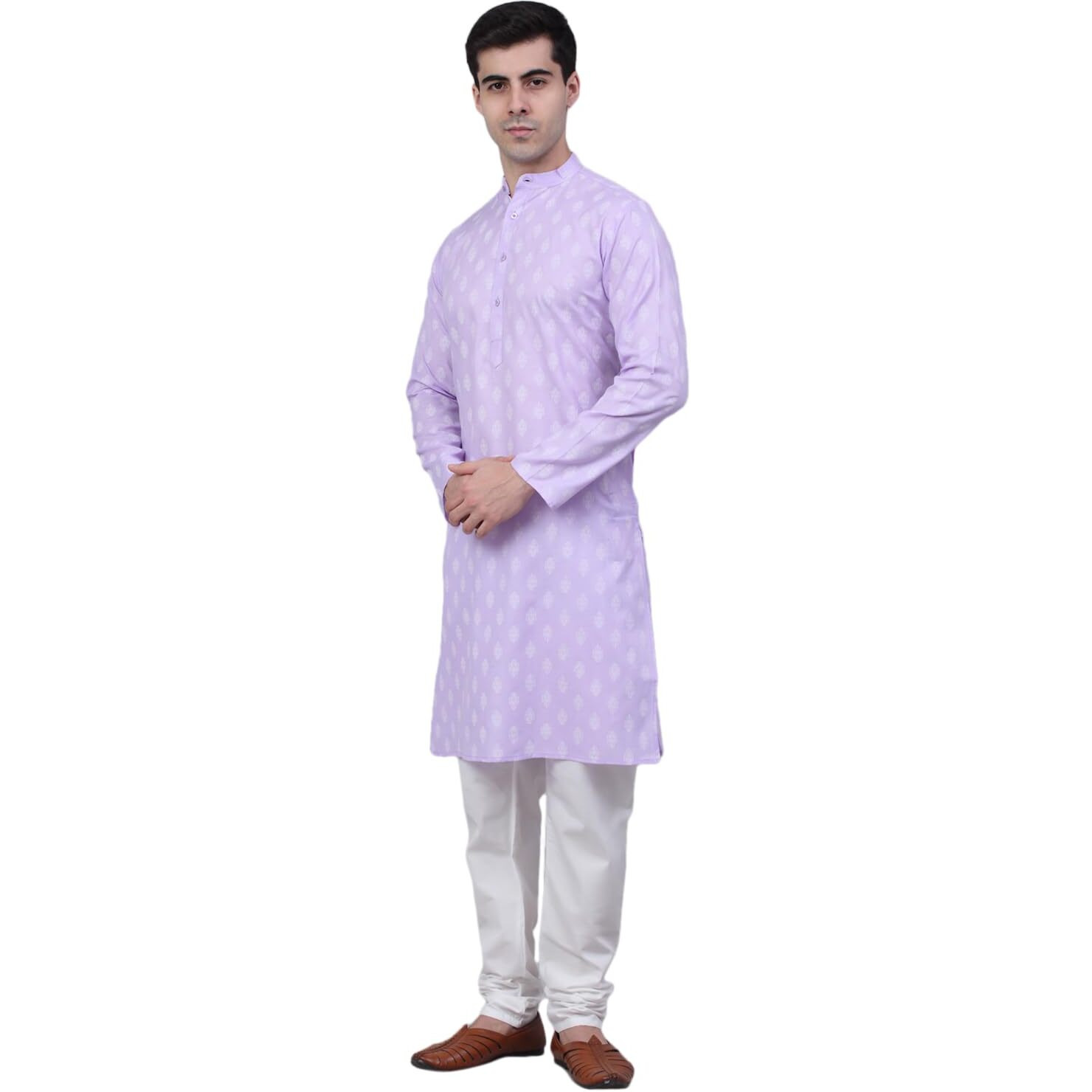 Jompers Men's Cotton Floral Printed Kurta Pyjama Set (Purple, Xxl)