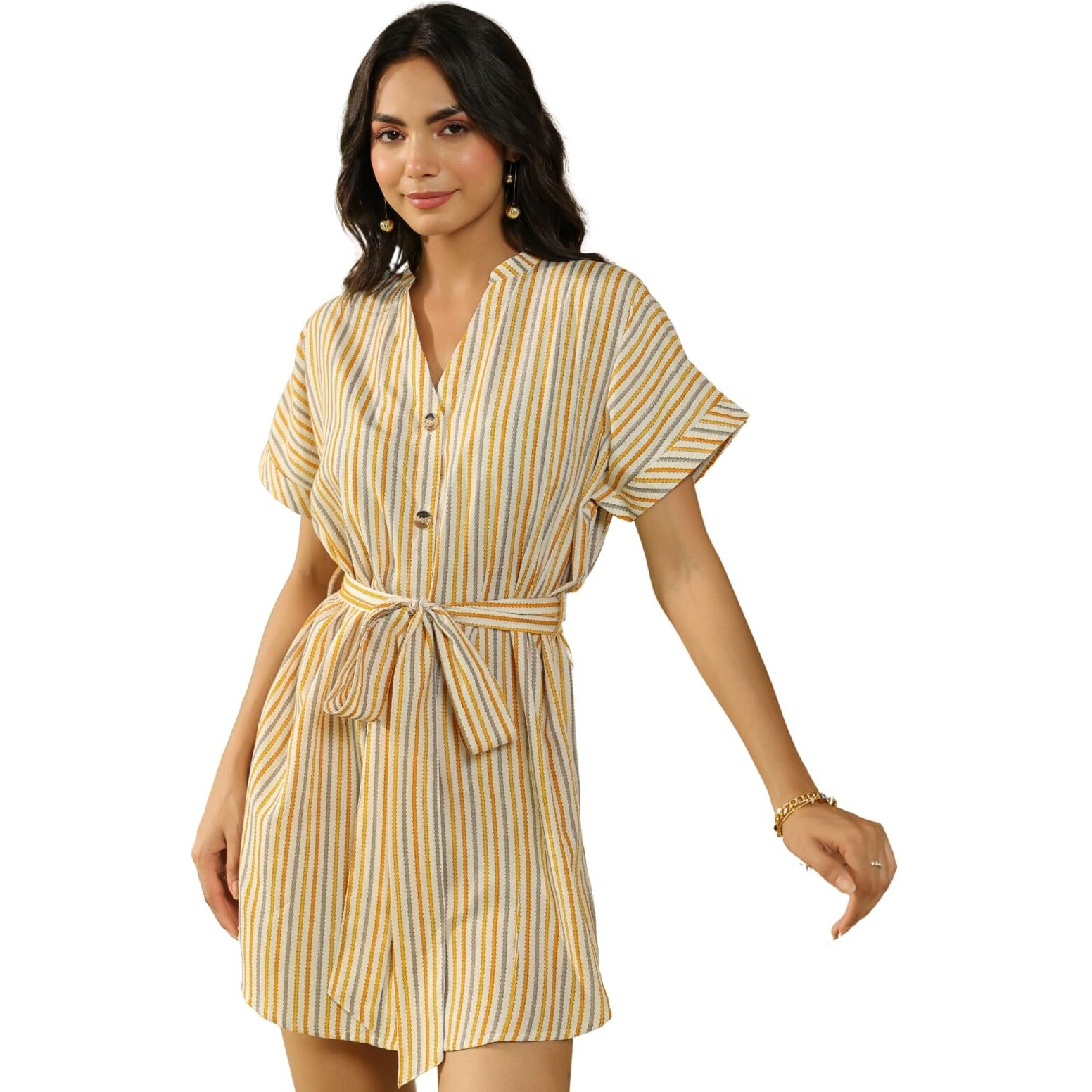 Greciilooks Rayon Mid-Thigh Length One Piece Maxi Bodycon Dresses Midi Dress For Women (Gl-Wd1224_Yellow