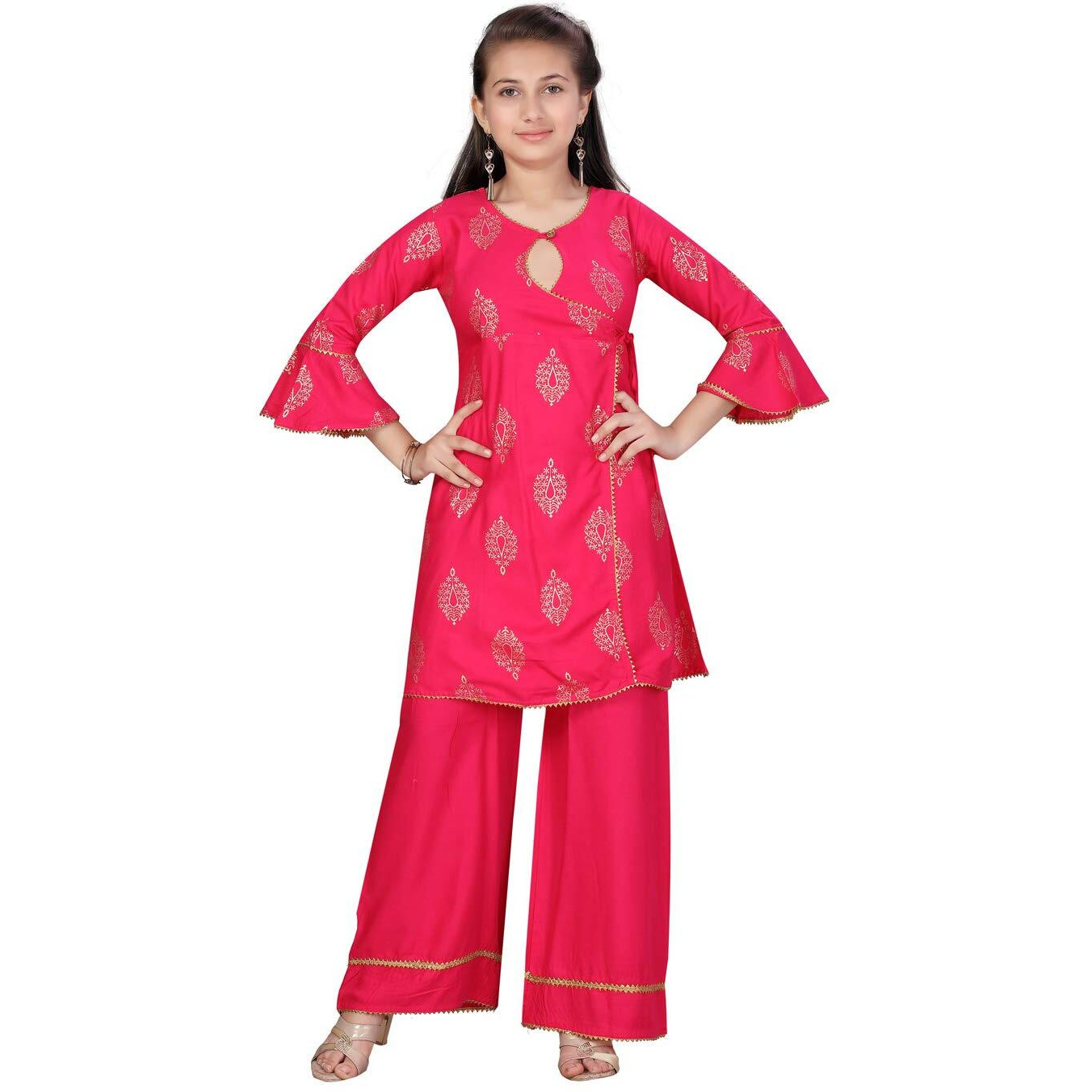 Aarika Girl's Cotton Kurti Palazzo Set (Pl-B-5_Rani_30)