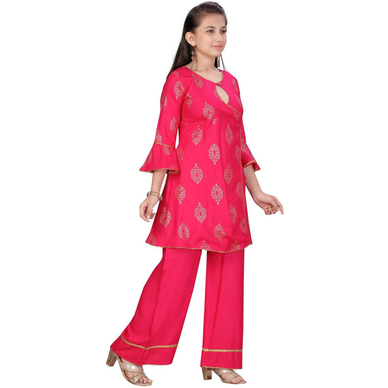 Aarika Girl's Cotton Kurti Palazzo Set (Pl-B-5_Rani_30)