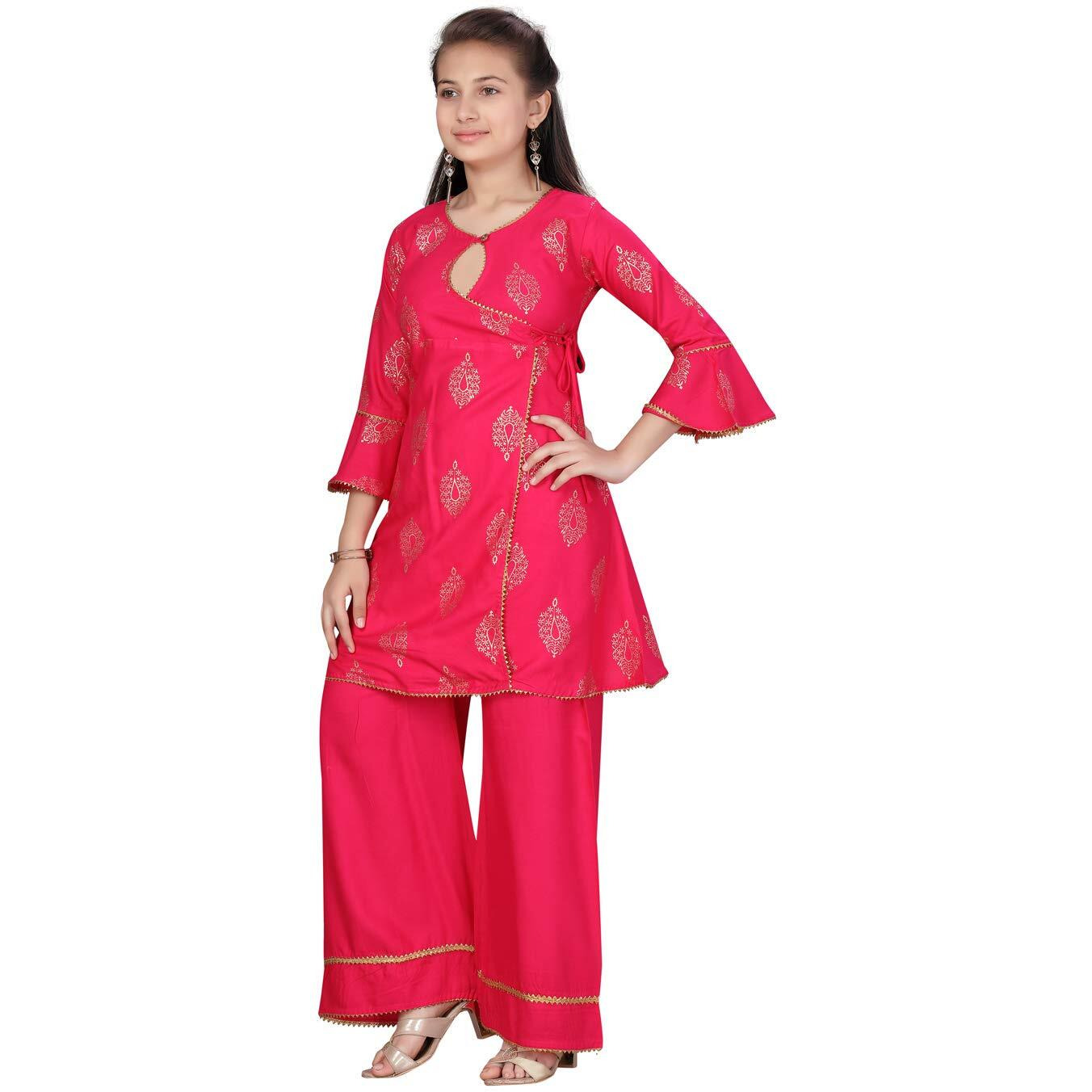 Aarika Girl's Cotton Kurti Palazzo Set (Pl-B-5_Rani_30)
