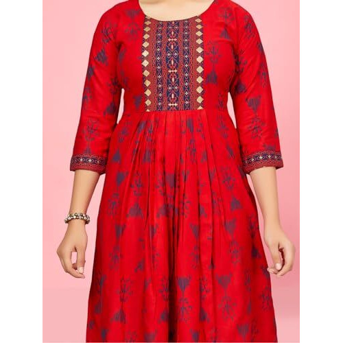 Aarika Girls Red Colour Cotton Kurti (Kurti-K-Ap-1116-Red-38)