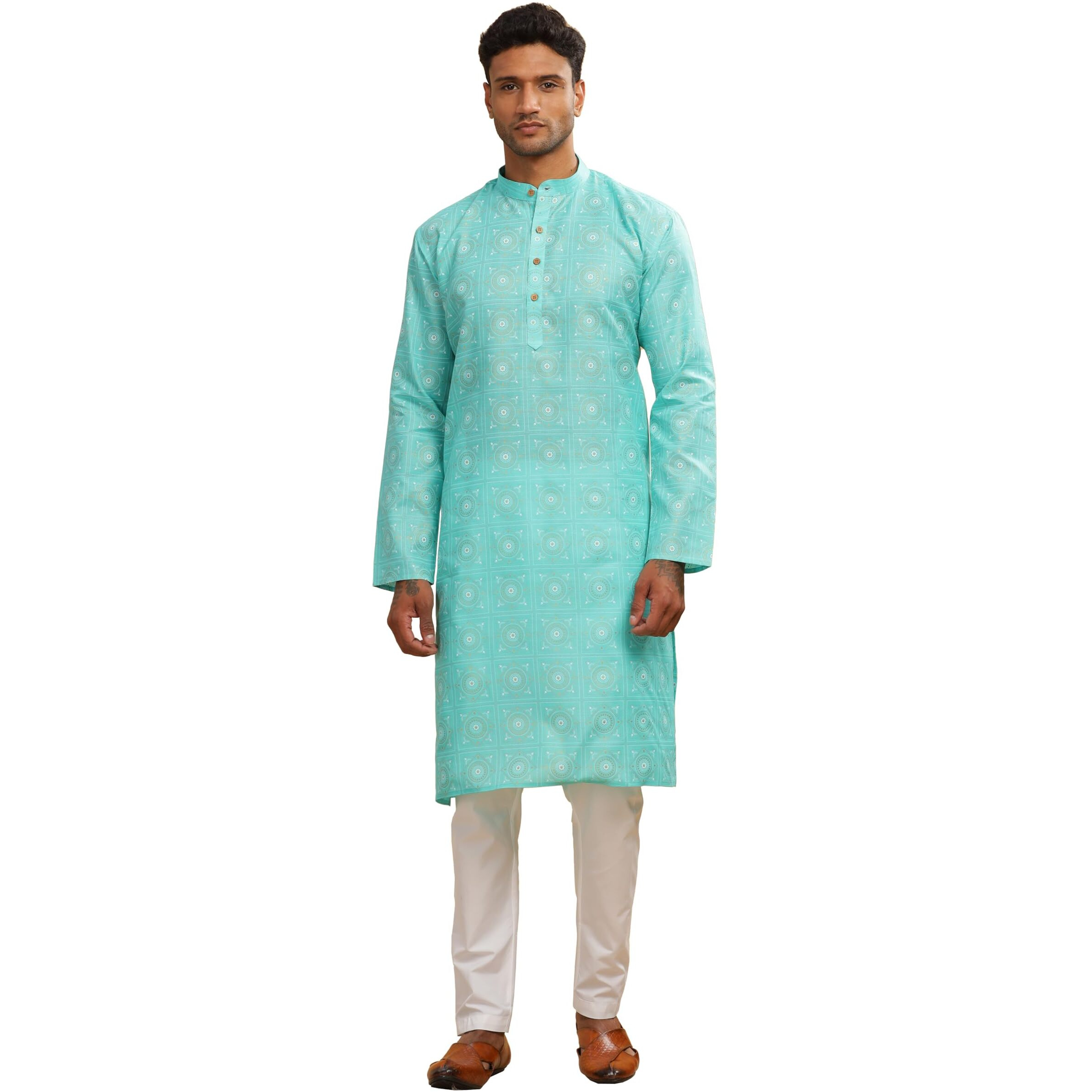 Be Active Men's Cotton Regular Kurta (C-399-2_Xl_Teal)