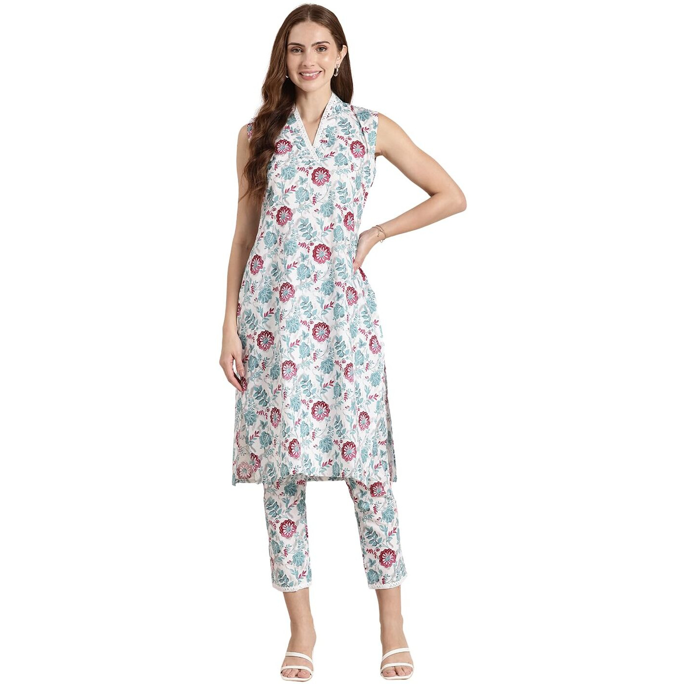 Shiv Textiles Cotton Printed Kurta Set For Women.(St-Kp-202-White-3Xl)