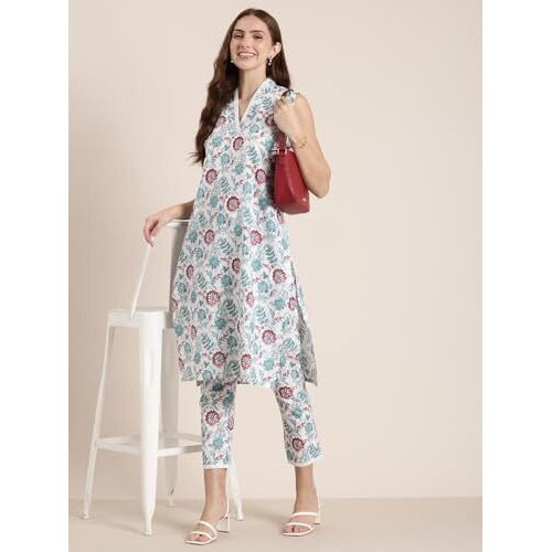 Shiv Textiles Cotton Printed Kurta Set For Women.(St-Kp-202-White-3Xl)