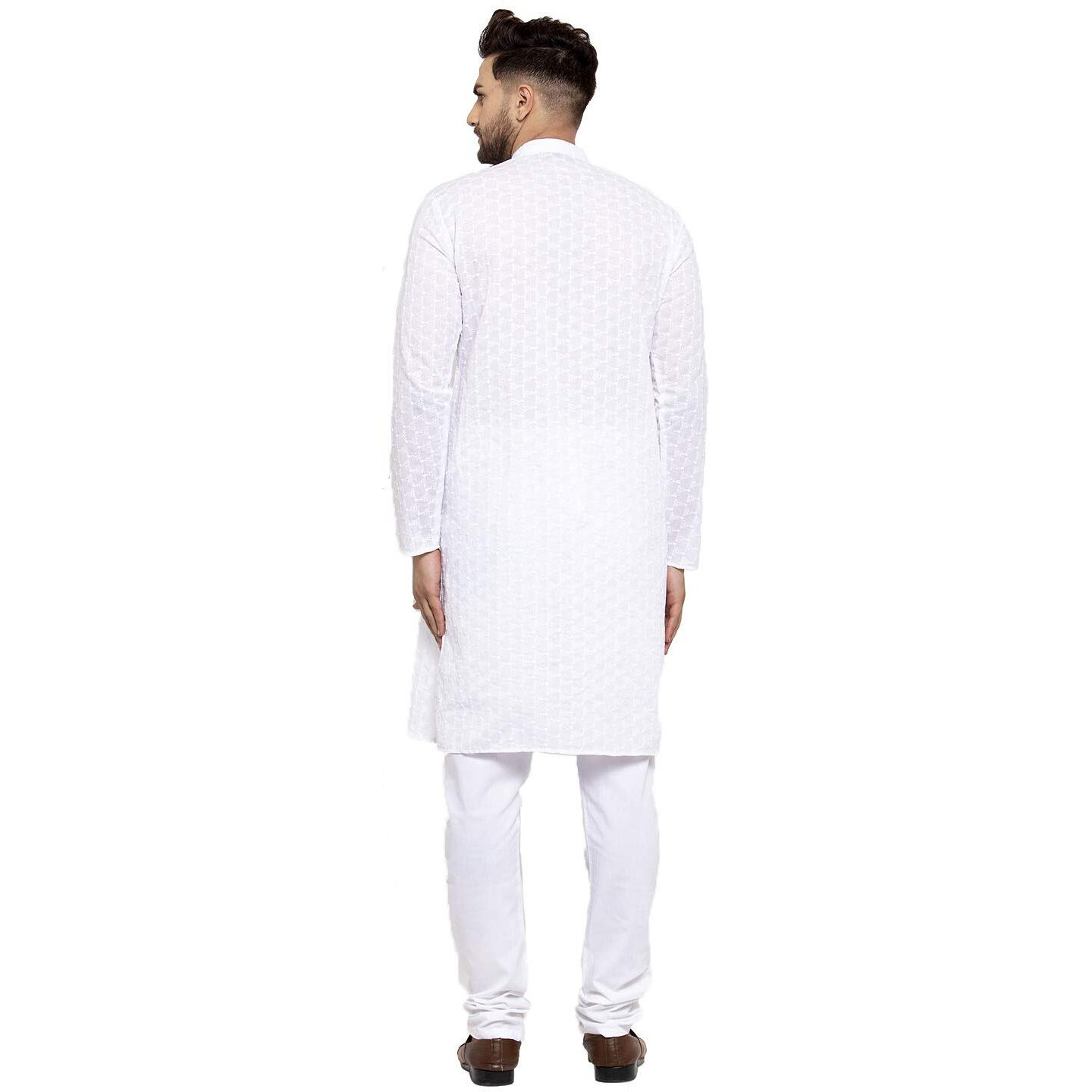 Jompers Men's Chicken Cotton Kurta Pyjama. (White, M)