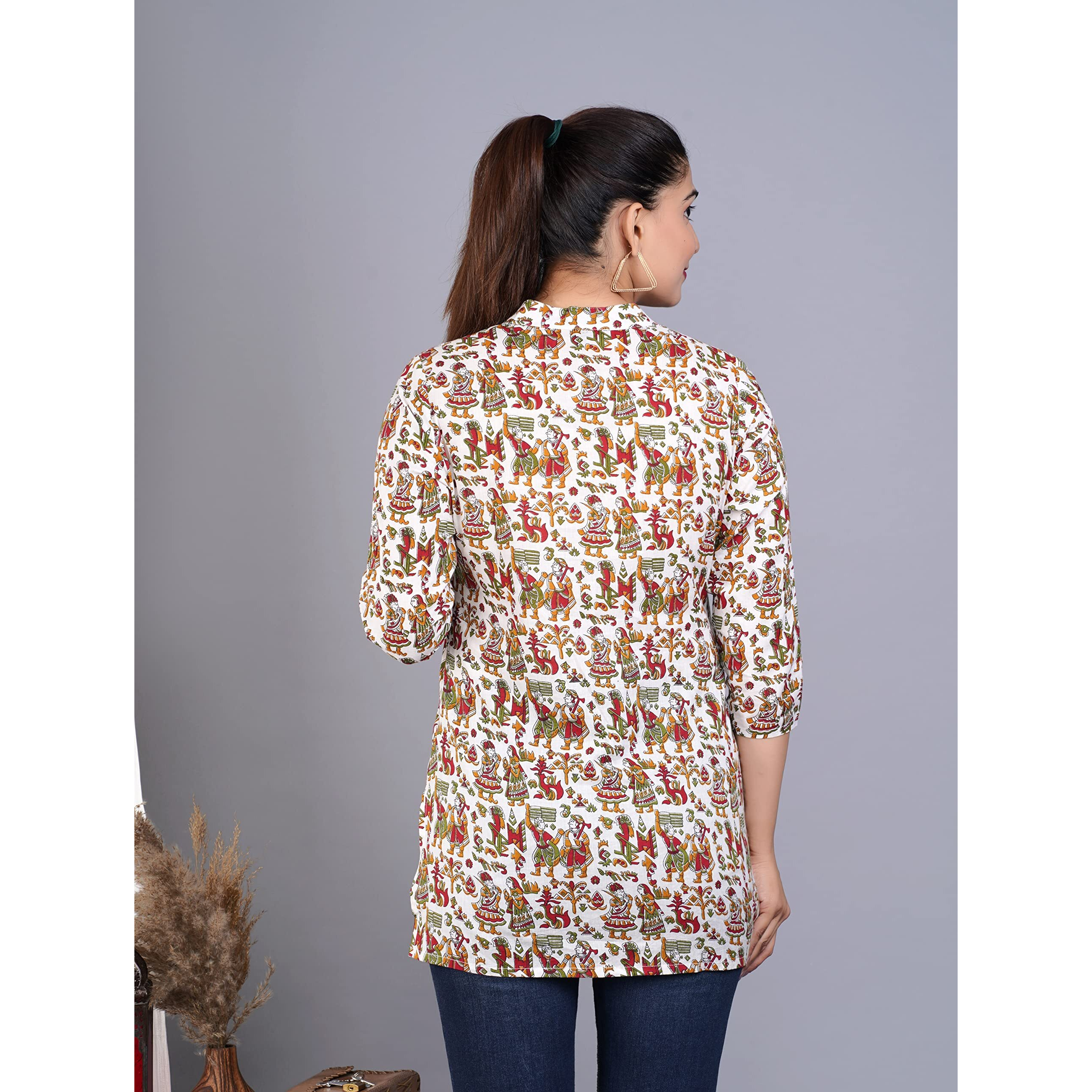 Jikonet Women's Rayon Straight Short Kurti - 1005, (Xx-Large, White)