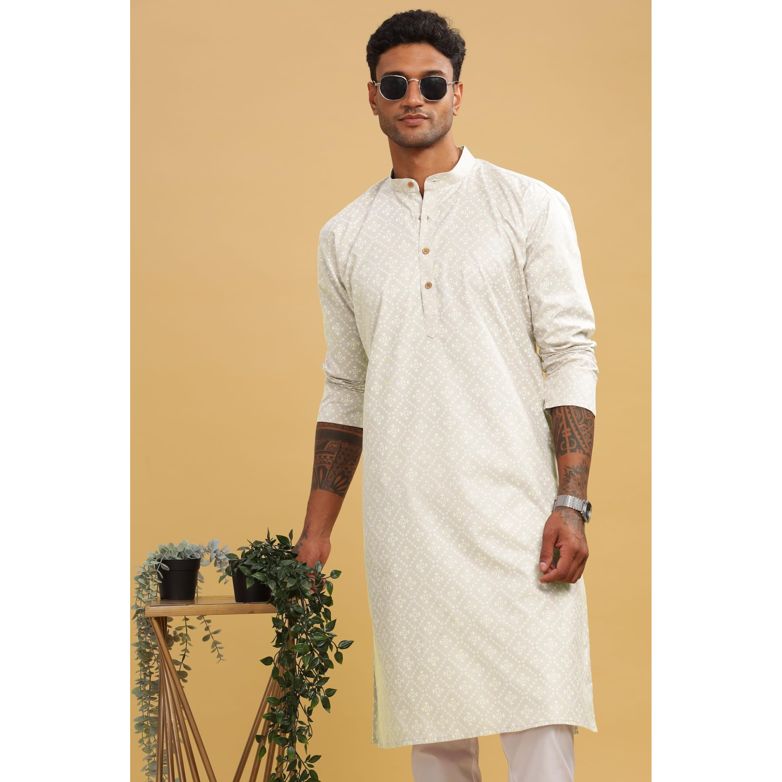 Be Active Men's Cotton Regular Kurta (C-399-3_Cream