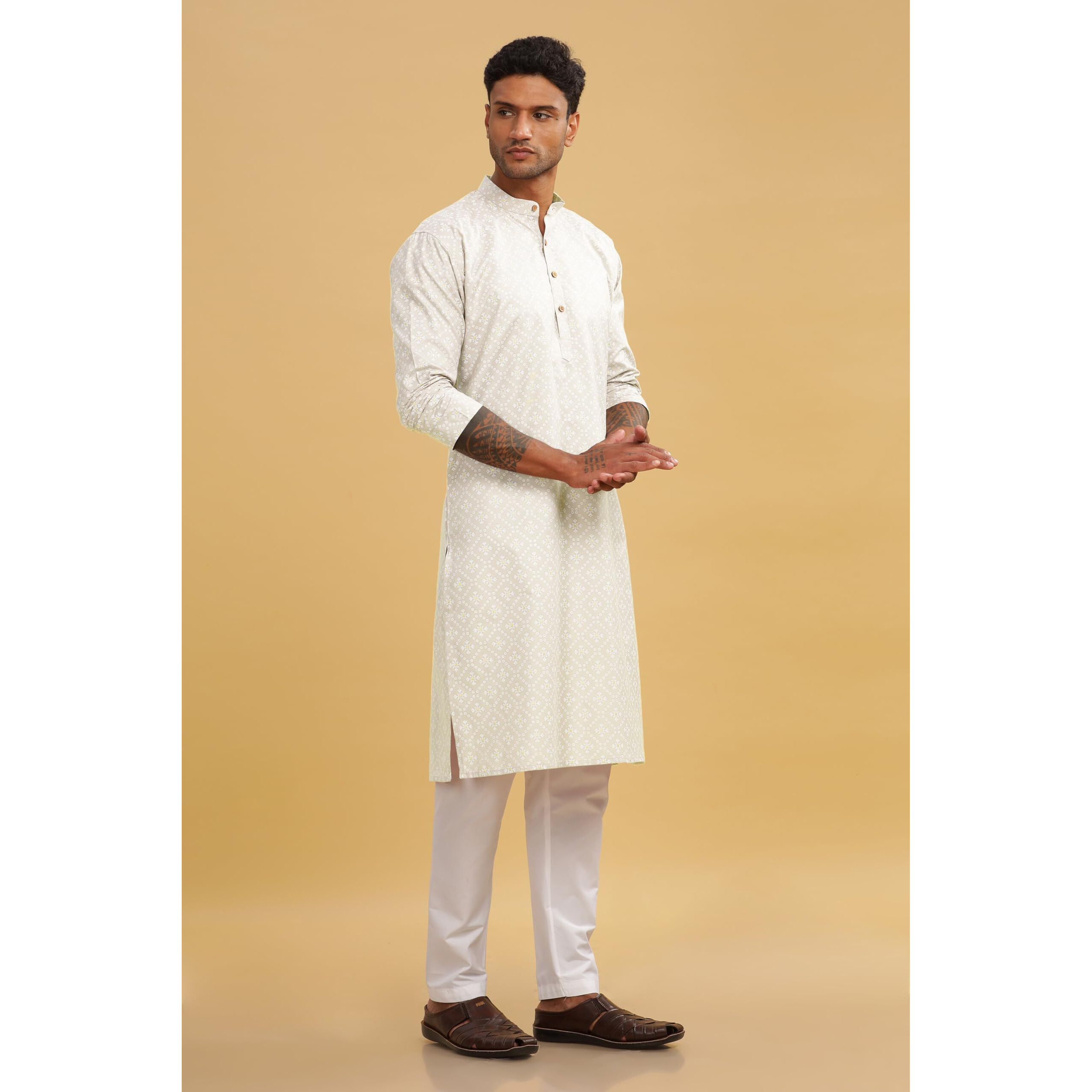 Be Active Men's Cotton Regular Kurta (C-399-3_Cream